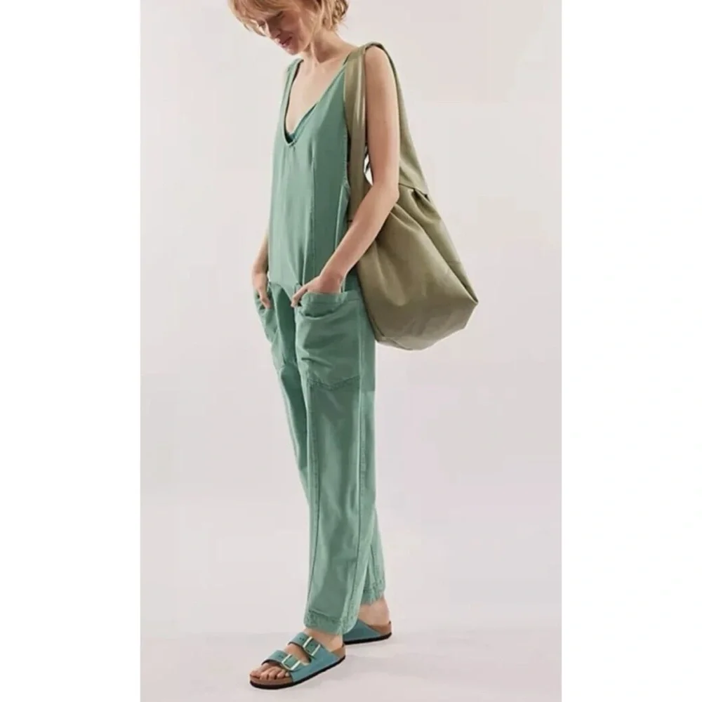 Free People High Roller Green Jumpsuit - Picture 1 of 6